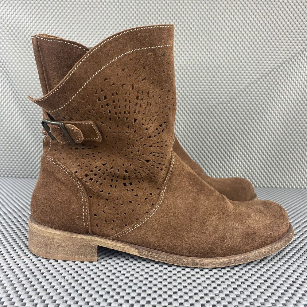 Sundance Ankle Boots Womens Size 37 Brown Buckle Western Boots Made In Italy